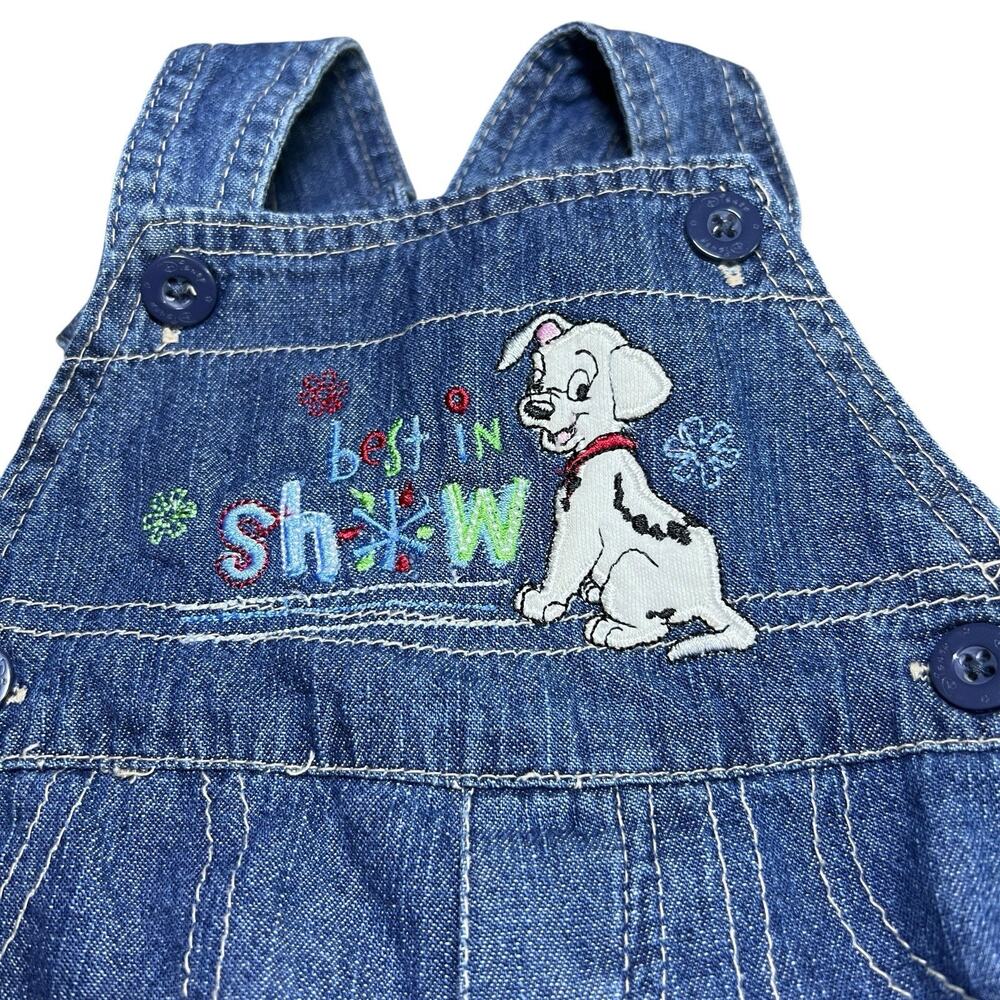 Vintage Y2k 2000s‎ Disney Denim Overalls Lucky 101 Dalmatians Dog 3-6 Months
